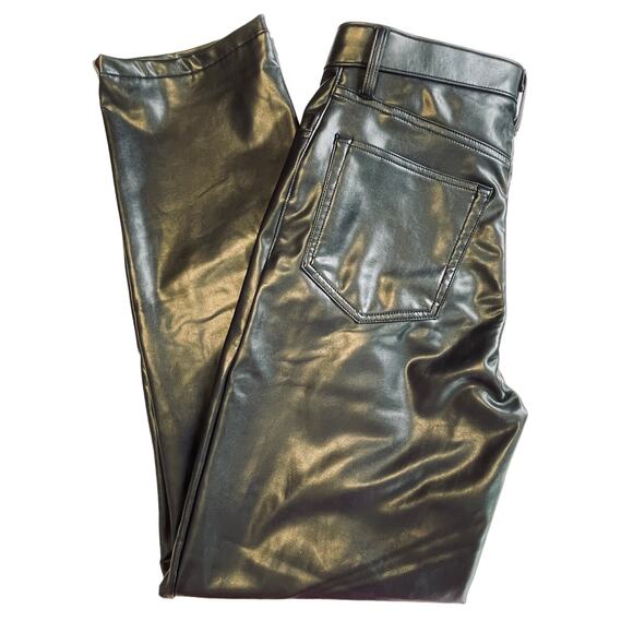 Abercrombie & Fitch Black Vegan Leather 90s Straight Ultra High Rise Pants 28/6 - Picture 9 of 13